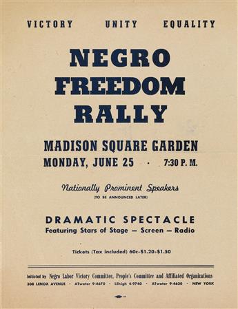 (CIVIL RIGHTS.) Promotional material from Freedom Rallies in 1945 and 1961.